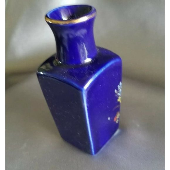 Vintage Japanese Cobalt Blue Gold Porcelain Miniature Bud Vase flowers 4" - Picture 2 of 5